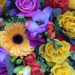 bouquet of brightly coloured flowers