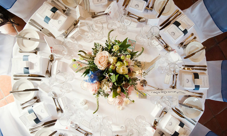 Navy reception flower centrepiece