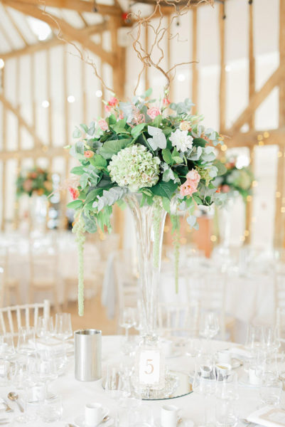 Muted pastels shades in a large fluted vase