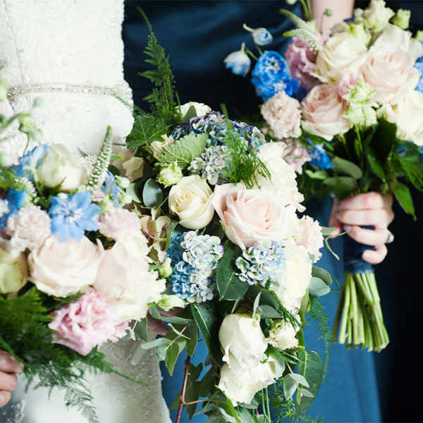 Bouquets for a navy themed wedding